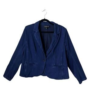 Lane Bryant Denim Blazer Sz 14 Stretchy Blue Cropped Jacket Career Structured